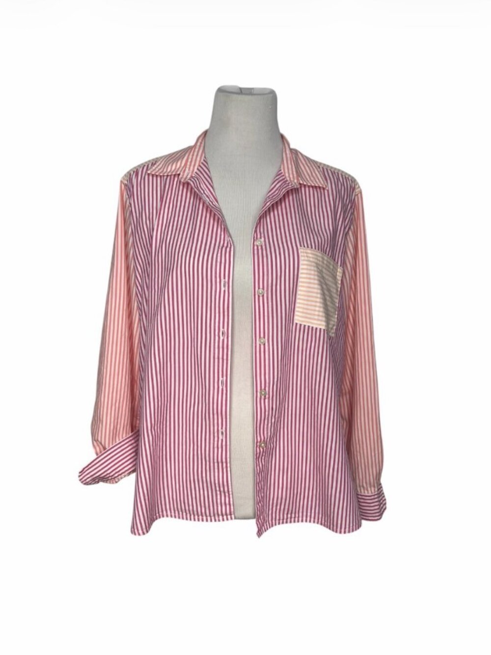 LOFT Colorblock Striped Button-Down Shirt | Women's Size Large